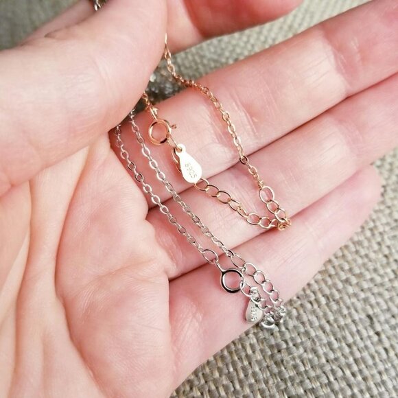 925 Sterling Silver Collar Necklace Sparkly - Picture 6 of 8